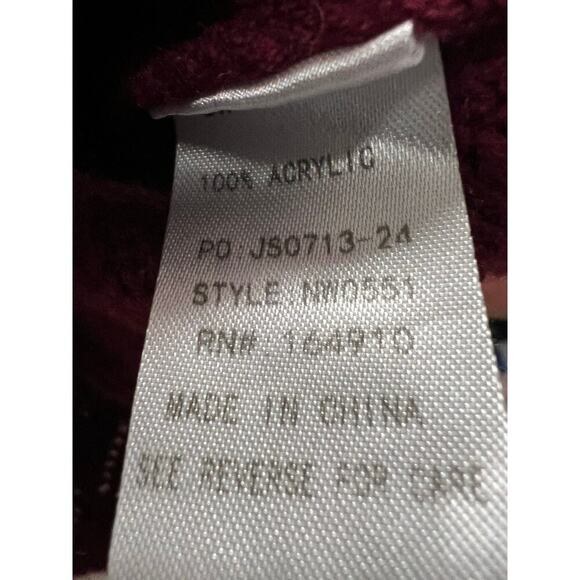 Burgundy red Whimsigoth festival lace sleeve cable knit oversized sweater Sz S - Picture 9 of 9